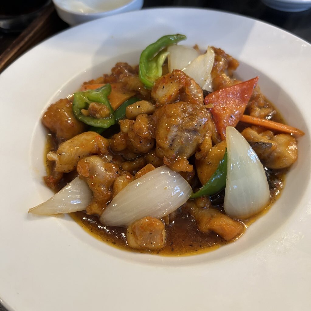 阿杏 鶏肉と野菜の甘酢炒め
